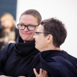 Parodos „Išlaukti vaizdai“ atidarymas. Iš kairės: menininkės Agnė Jonkutė ir Eglė Ridikaitė. Nerijaus Jankausko nuotr.