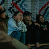 Dr. Vytauto Tumėno paskaitoje.  G. Šuminaitė, V. Baradulina, G. Konderauskaitė. Evelinos Bernatonytės nuotr.