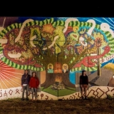 Kūrinio autoriai – menininkai iš Latvijos Arvis Krisnopathis, Aija Pastare ir Anna Dzerve. Žilvino Danio nuotr.