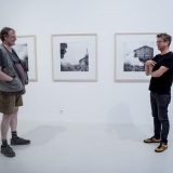 Iš kairės: parodos kuratorius Gintaras Zinkevičius ir menininkas Dainius Liškevičius. Nerijaus Jankausko nuotr.