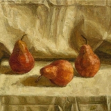 Eglė Velaniškytė. Trys raudonos kriaušės. 2016 m., drobė, aliejus