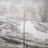 Elena Grudzinskaitė. Dirbtinis landšaftas. Rekonstrukcija II, 2016, sausa adata, popierius, 120x195 cm