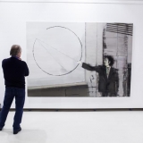 Jonas Gasiūnas, „Paskaita“ (aliejus, drobė, piešinys degančia žvake, 2017 m.). Nerijaus Jankausko nuotr.