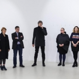 Iš kairės: menininkė Patricija Gilytė, galerijos „Meno parkas“ vadovas Arvydas Žalpys, KKKC direktorius Ignas Kazakevičius, menininkė Agnė Jonkutė, galerijos kuratorė Giedrė Legotaitė, menininkas Povilas Ramanauskas. Nerijaus Jankausko nuotr.