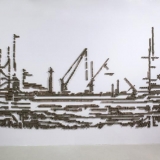 Patricija Gilytė, „Natiurmortas su kranais ir jūra. 13-as kadras“ (porolonas, magnetai, 2018 m.). Nerijaus Jankausko nuotr.