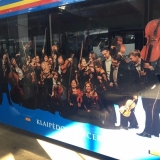 Klaipėdos kūrėjus pristatantys autobusai. Organizatorių nuotr.