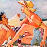 Couple at the beach, Pepsi-Cola advert, 1953.  Rights information. Editorial only  Credit: Land of Lost Content / HIP / TopFoto