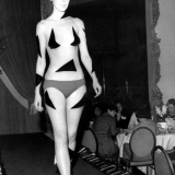 The \'almost not there look\' swimsuit designed by Rudi Gernreich. from the West coast of America. c.1967.He designed the topless bathing suit.