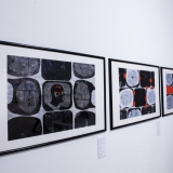 Parodos „Medžio raižinio efektas“ ekspozicijos fragmentas. Nerijaus Jankausko nuotr.