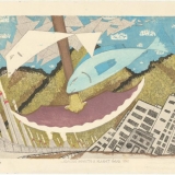 Richard Steiner. Netrukus atvyksiu pas tave į planetą. 2012, popierius, medžio raižinys, 37 x 52