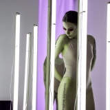 Saulė Miežytė, šviesų instaliacija / performansas „Melanin Print“. Nerijaus Jankausko nuotr.