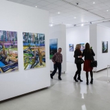 Mykolės tapybos darbų parodos „Gamtovaizdis” ekspozicijos fragmentas. Nerijaus Jankausko nuotr.