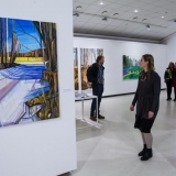 Mykolės tapybos darbų parodos „Gamtovaizdis” ekspozicijos fragmentas. Nerijaus Jankausko nuotr.