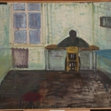 Jūratė Mikailionytė. Sėdinti prie stalo. 1994