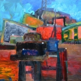 Antanas Garjonas. Uostas naktį. 2020 m., 150x130 cm, drobė, aliejus.