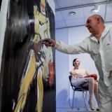 Menininko Virginijaus Viningo tapybos performansas. Nerijaus Jankausko nuotr.