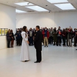 Laima Kreivytė, Inga Galinytė ir Denisas Kolomyckis, performansas „Fluqus vedybos. Kentauro gimimas”. Donato Bielkausko nuotr.