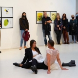 Laima Kreivytė, Inga Galinytė ir Denisas Kolomyckis, performansas „Fluqus vedybos. Kentauro gimimas”. Donato Bielkausko nuotr.