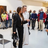 Laima Kreivytė, Inga Galinytė ir Denisas Kolomyckis, performansas „Fluqus vedybos. Kentauro gimimas”. Donato Bielkausko nuotr.