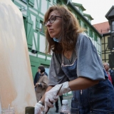 Tapybos akcija-hepeningas „Laisvė“, menininkė Daiva Dašenkovienė. Donato Bielkausko nuotr.